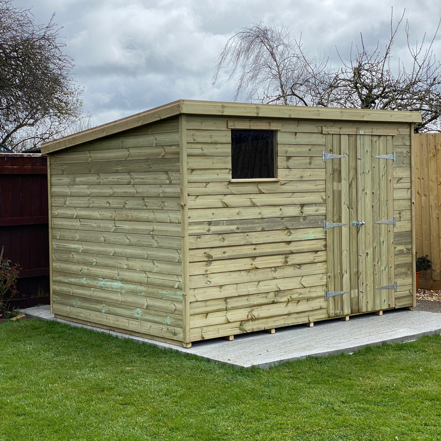 6x10 Standard pent shed with double doors and a single window