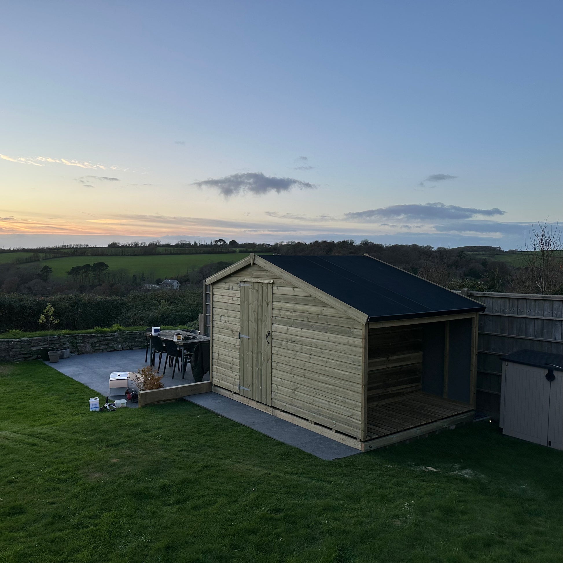 11x8 apex shed with a 3ft built in lo shed and epdm rubber roof