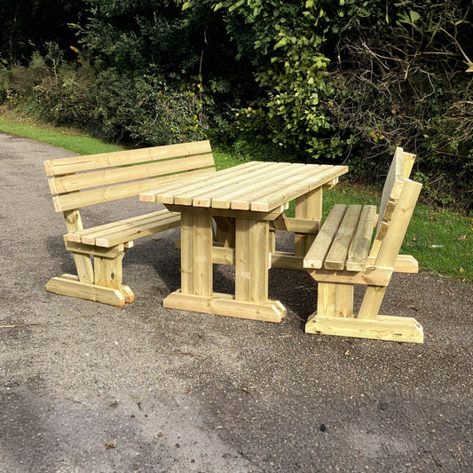 Table and Bench Set with Backs