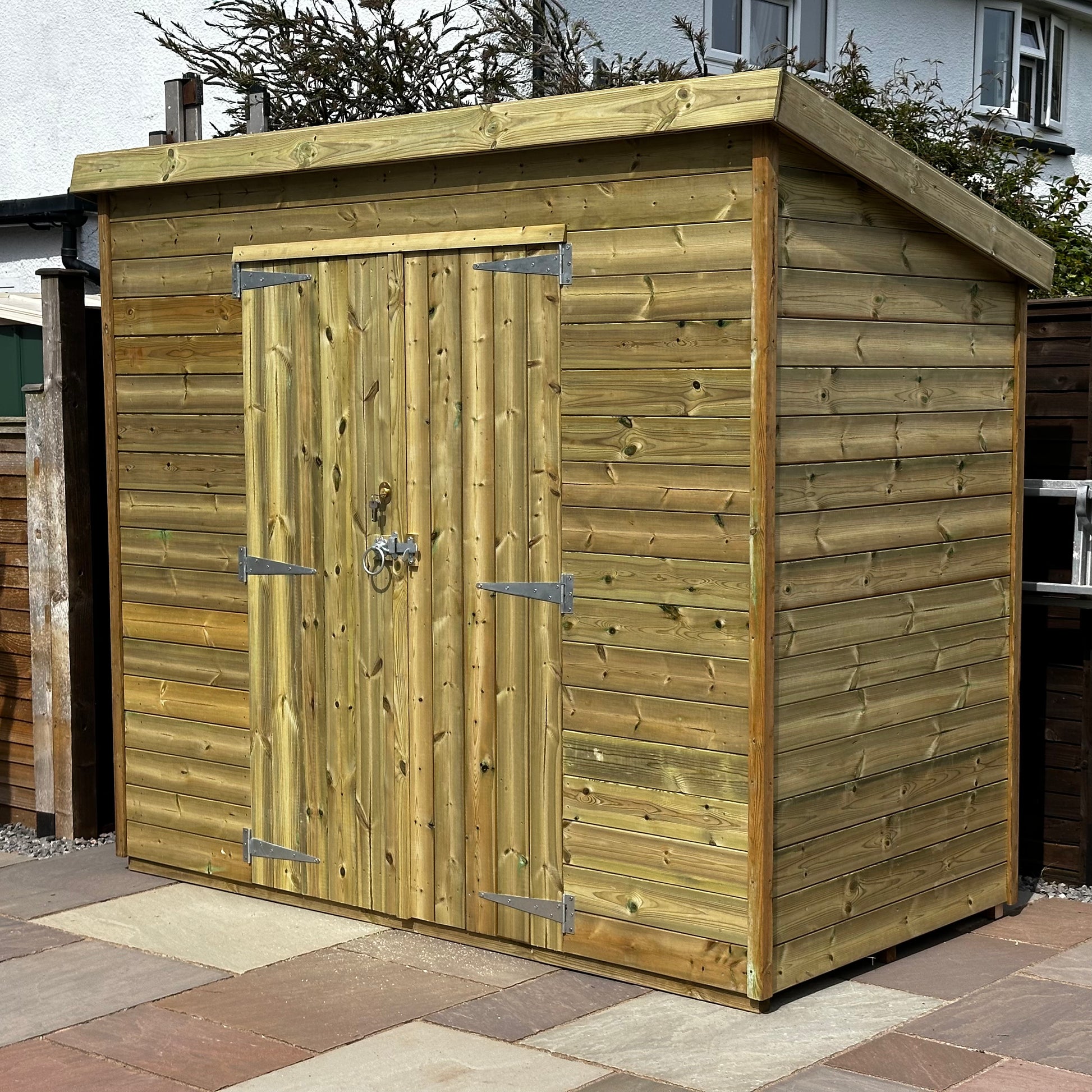 8x4 heavy-duty pent shed with double doors