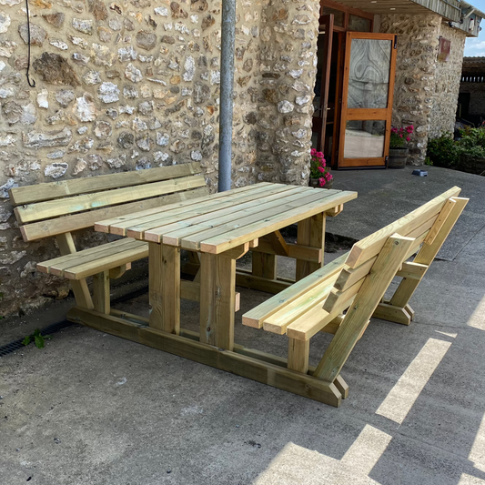 6 seater wk-through bench with backs